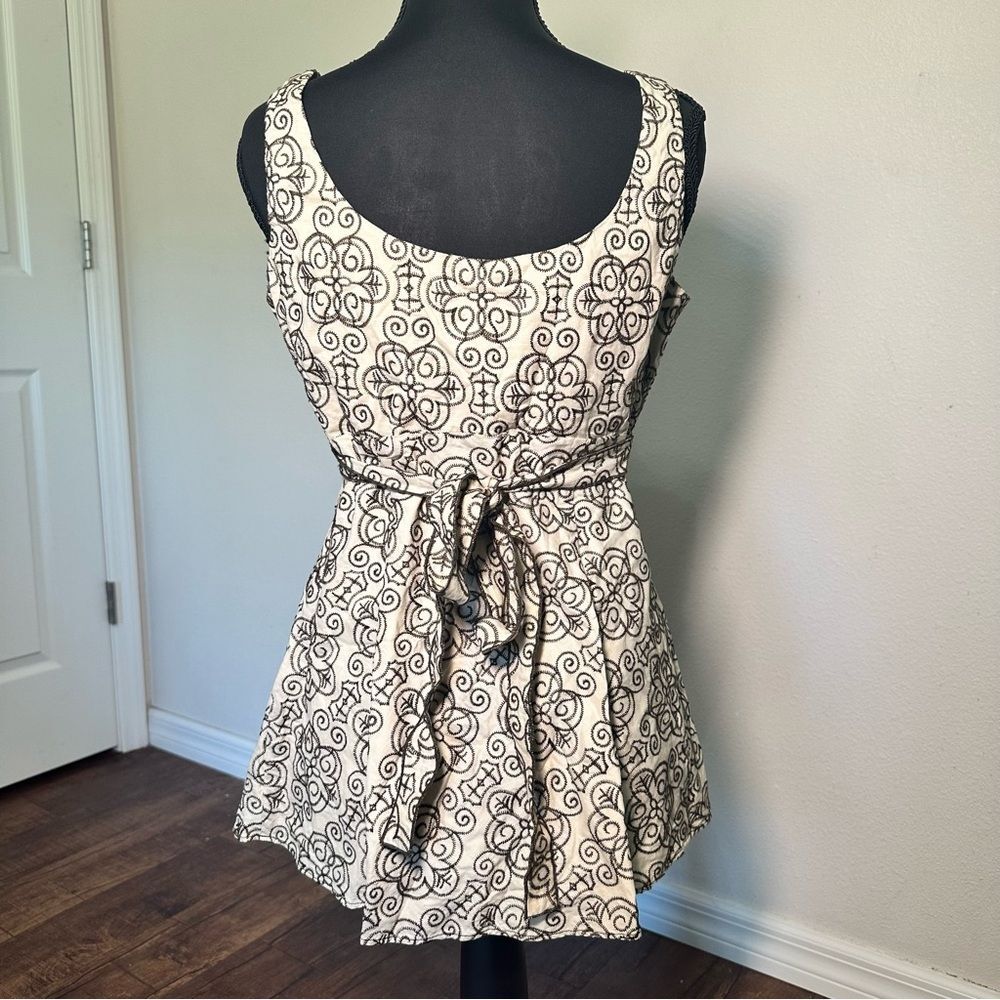 Nine West Cotton Black and Cream Patterned Top - Picture 4 of 7